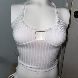 Cotton On White Ribbed Halter Top